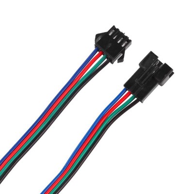 Unión conector plano macho - hembra para tira LED RGB con 1 metro de cable